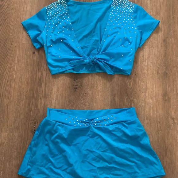 Blue Rhinestone NFL Cheer Two-Piece Set - Picture 2 of 5